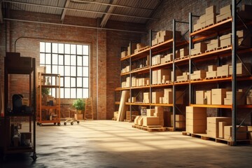 stock photo of warehouse room with stuff tools equipment photography Generative AI