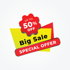 Big sale Special offer discount colorful sticker with up to 50 percent off
