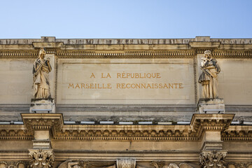 Architectural fragment of Porte Royale (Triumphal arc Porte d'Aix, 1825 -1839). Marseille, France.
