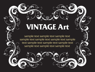 vector vintage template frame In flower style
