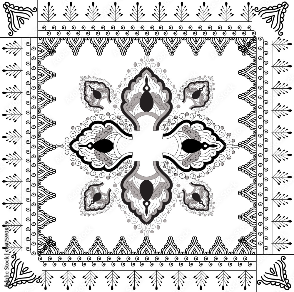 Canvas Prints beautiful hand drawn vector pattern design good for textile, jewelery, henna and decorations. to see