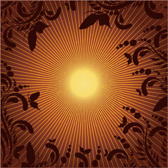 Summer Vector Background with sun and ornament