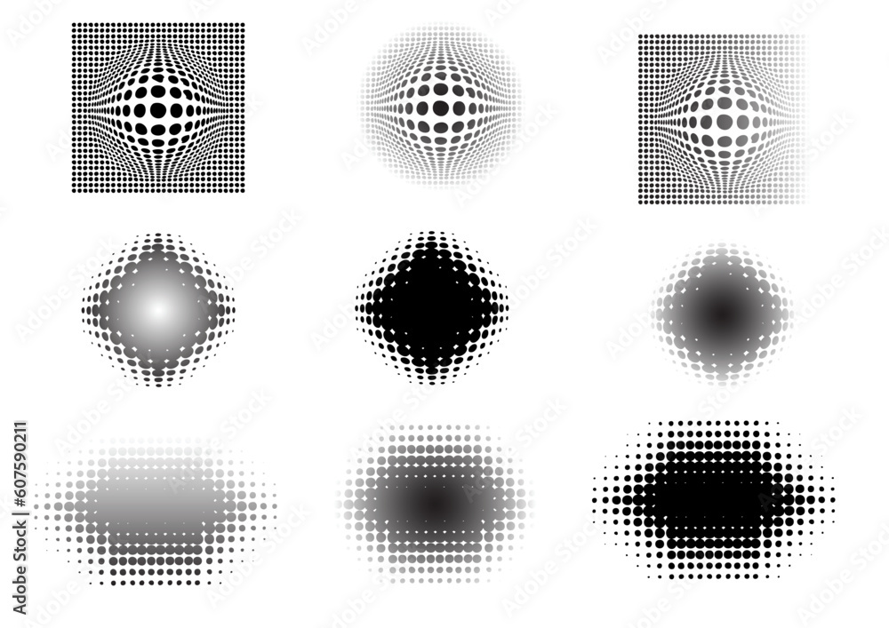 Poster 9 circular graphic fade elements - transparent vector can be overlaid on other backgrounds or graphi