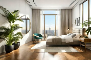 Double bedroom, art deco-style interior design 