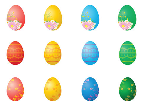 easter painting varicoloured eggs with different pictures