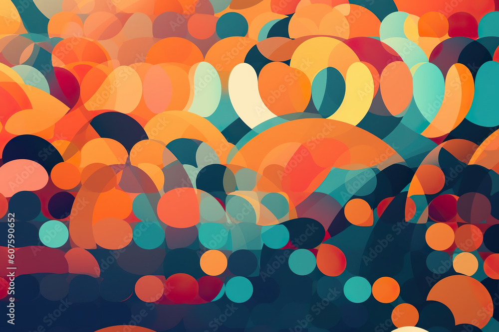 Poster a bunch of different colored circles on a black background. generative ai.