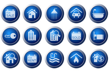 Real Estate icons on white background