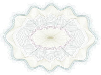 Classical vector guilloche pattern that is used in currency, tickets, diplomas, certificates etc. Vector in CMYK