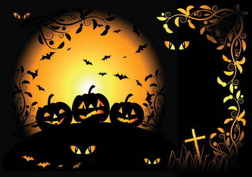 Halloween night background, vector illustration