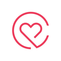 Letter C heart modern minimal logo design