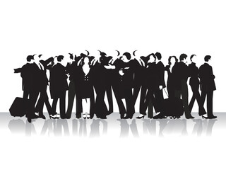 Group of business peoples, black silhouettes