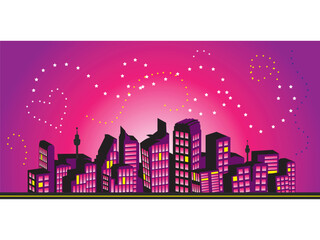 Fototapeta premium Cityscape frame, silhouettes of houses