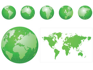 Global icons and map green