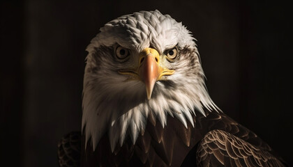 Obraz premium Majestic bird of prey staring with sharp beak generated by AI
