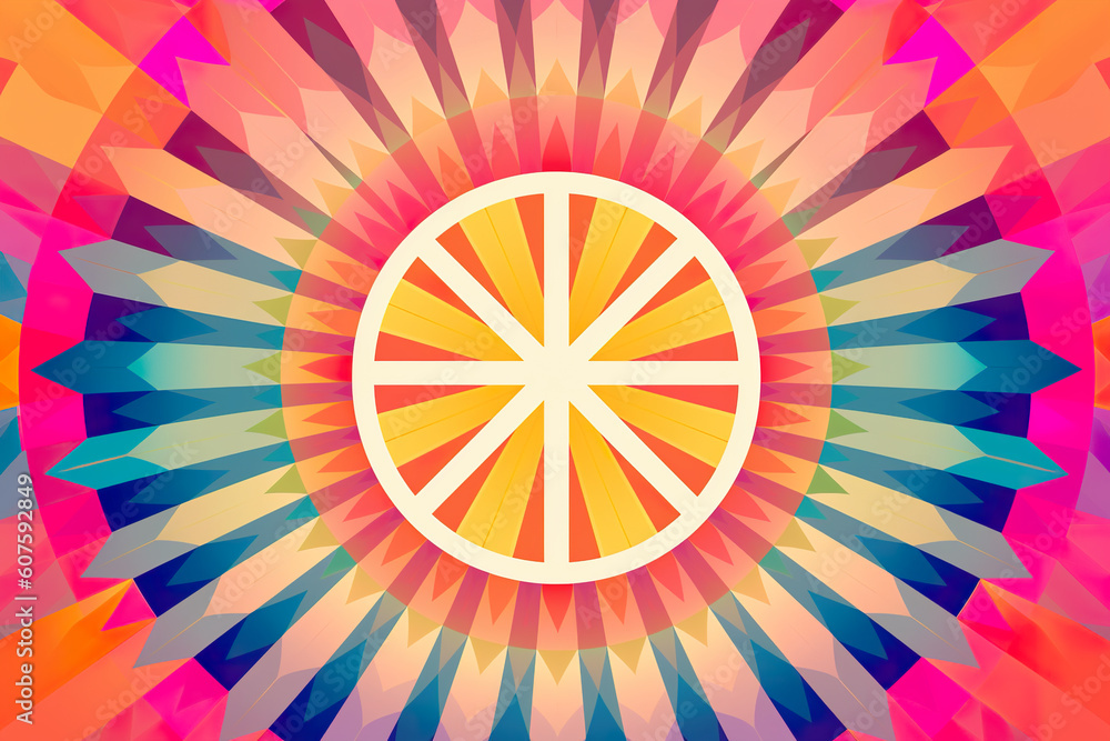 Poster a picture of a slice of orange on a colorful background. generative ai.