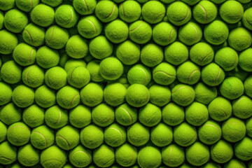 Texture created from a lot of tennis balls, top view Generative AI