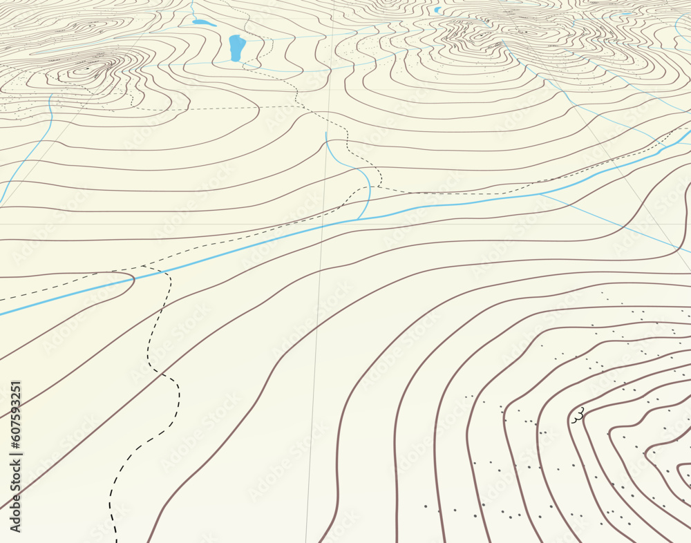 Poster editable vector illustration of an angled generic contour map
