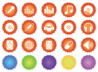 vector Music and Dance icons sun series