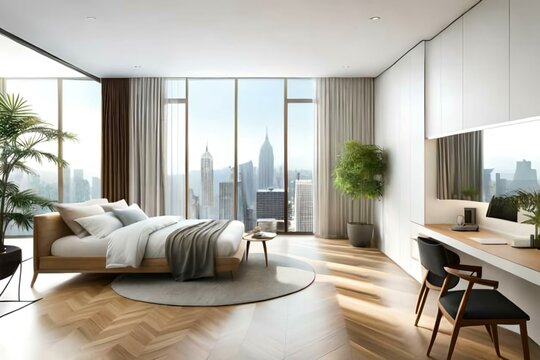 Double bedroom, minimalist-style interior design