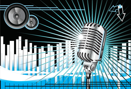 Abstract Music Background With Old microphone