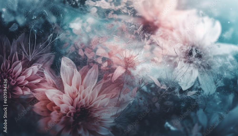 Poster flower petals exploding with freshness generated by ai