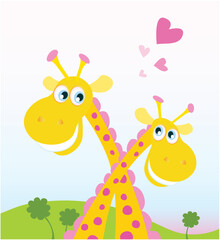 Two funny giraffes in love. Vector Illustration. See similar pictures in my portfolio!
