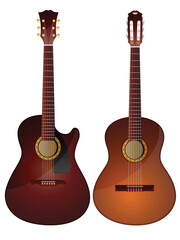 Naklejka premium Vector isolated image of acoustic guitars.