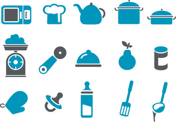 Vector icons pack - Blue Series, food collection