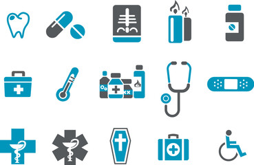 Vector icons pack - Blue Series, health collection