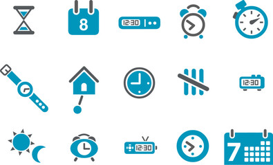 Vector icons pack - Blue Series, time collection