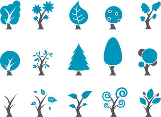 Vector icons pack - Blue Series, tree collection