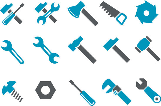 Vector icons pack - Blue Series, tool collection