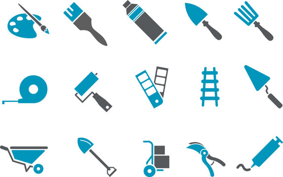 Vector icons pack - Blue Series, tool collection