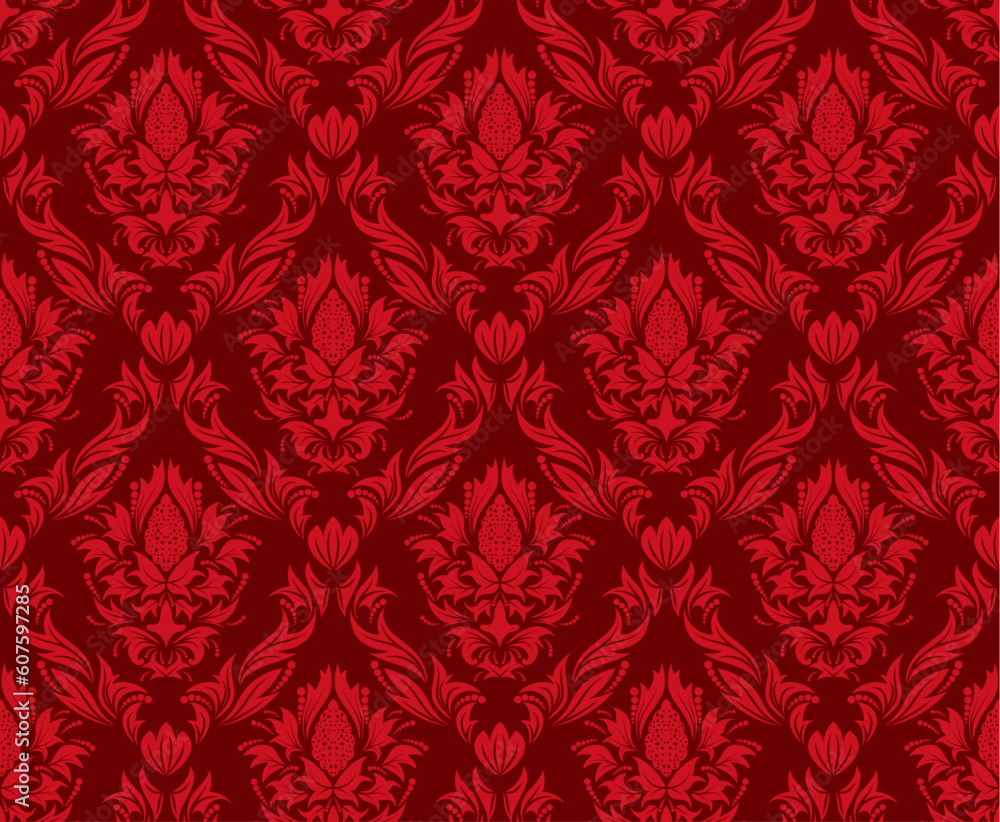 Poster damask seamless vector background. for easy making seamless pattern just drag all group into swatche