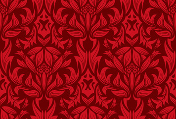 Damask seamless vector background.  For easy making seamless pattern just drag all group into swatches bar, and use it for filling any contours.
