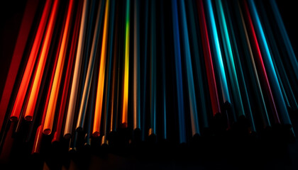 Glowing neon lights illuminate the vibrant nightclub generated by AI
