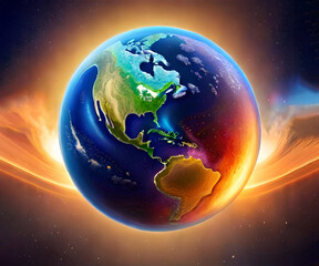 Obraz na płótnie Canvas This image of the planet Earth was created by artificial intelligence and shows the planet Earth in a very wonderful way