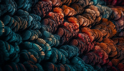 Fototapeta premium Vibrant colors and animal markings on feathers generated by AI