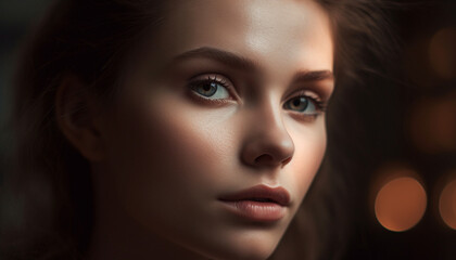 Fototapeta premium Beautiful young woman with sensual elegance staring generated by AI