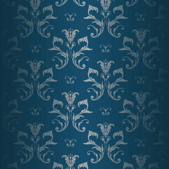 Obraz premium Illustration of a blue and with silver floral pattern