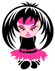 Cartoon emo girl isolated on a white background.