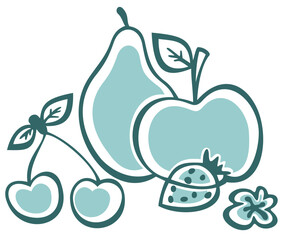 Stylized fruit silhouettes isolated on a white background.