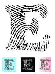 Fingerprint Alphabet Letter E (Highly detailed Letter - transparent so can be overlaid onto other graphics)