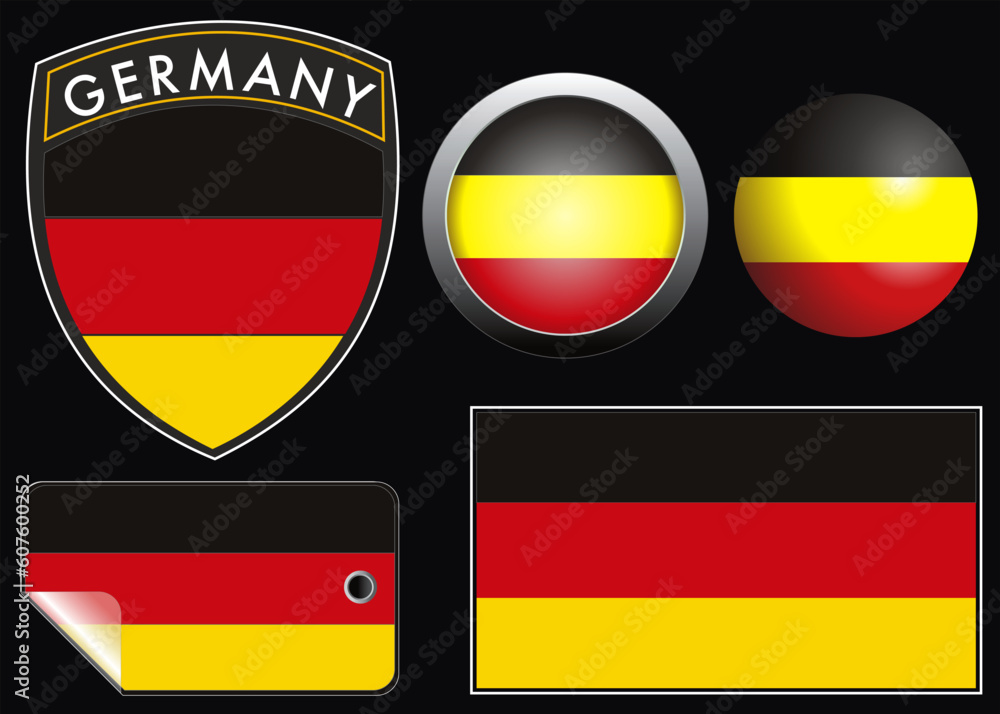 Aufkleber germany crest flag with web button and label