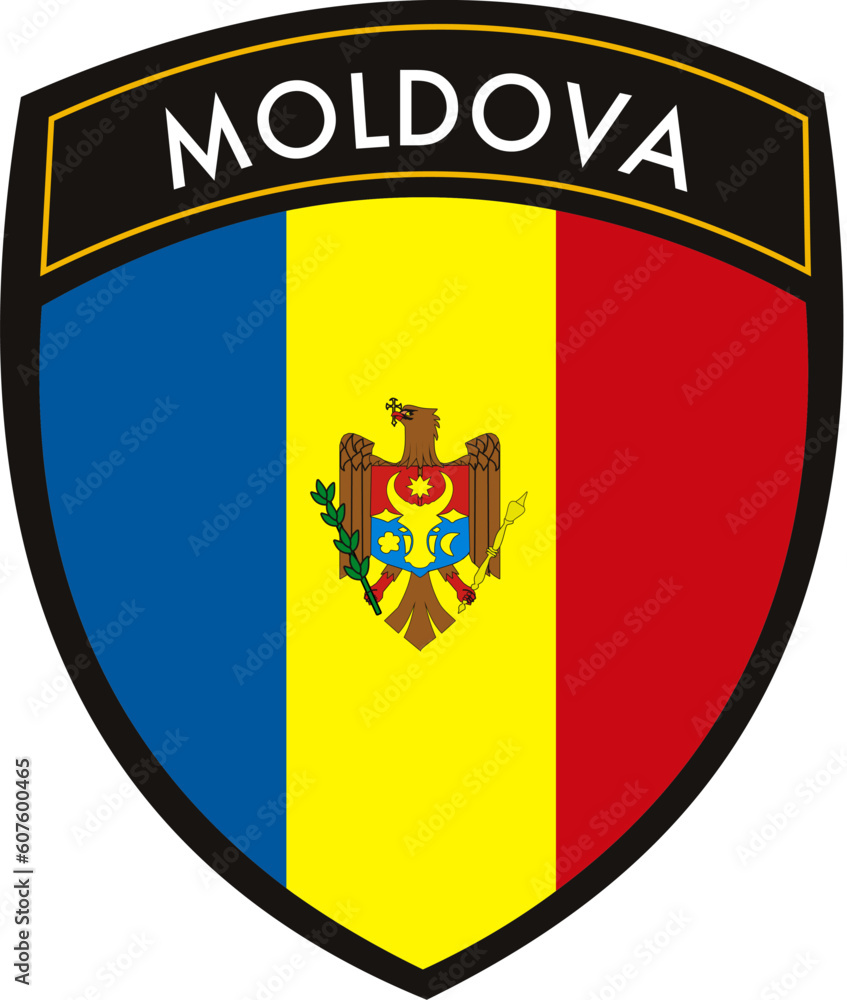 Poster vector moldova crest flag on withe background