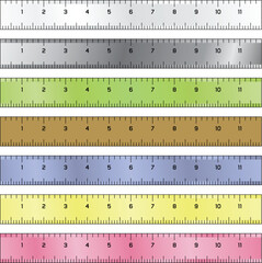 Detailed vector illustration of common measurement rulers