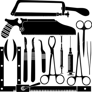 black surgical tools collection clip art preview