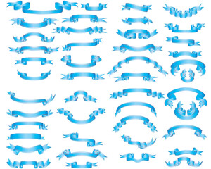 Set of different blue vector ribbons for design use