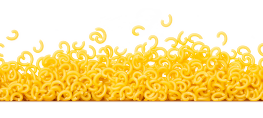 seamless tiling pasta border made of small scattered Italian "gobbetti"  isolated over a transparent background, cut-out noodles or food design element, PNG