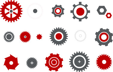 Vector icons pack - Red Series, gear collection